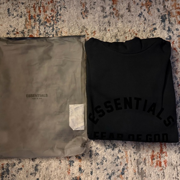 Fear of God ESSENTIALS Black Raised-Logo Hoodie - Picture 2 of 2